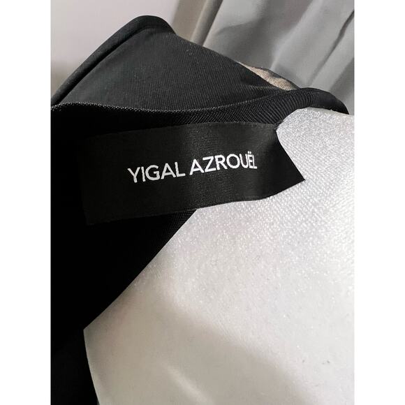 YIGAL AZROUEL Black and Nude Art Deco Velvet Sleeveless Designer Dress Sz 6 - Picture 12 of 14